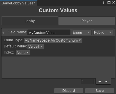 Inspector illustrating enum settings