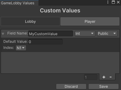 Custom Lobby Values Window